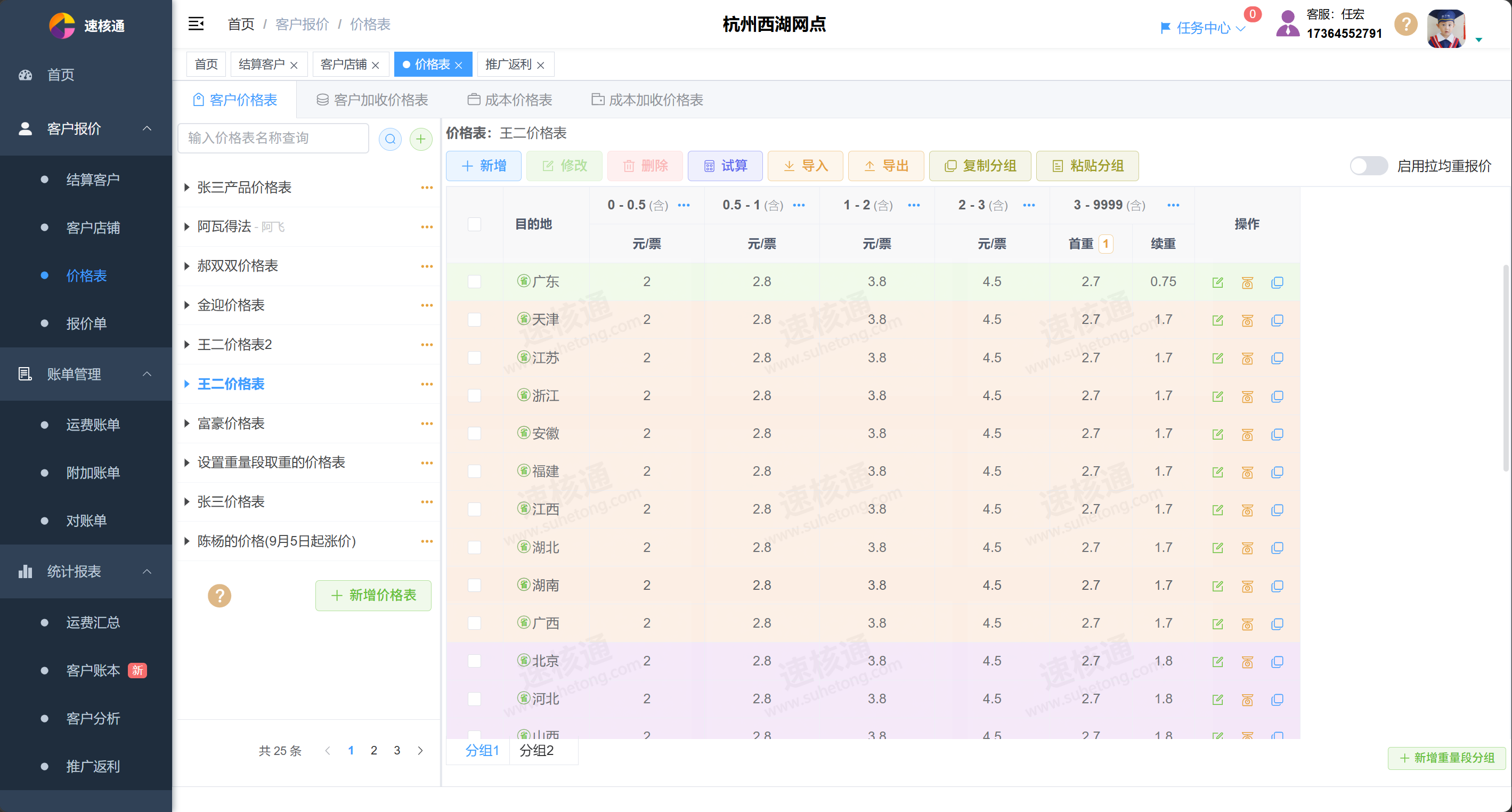 报价管理界面